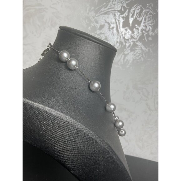 YouSi Grey Pearl Beaded Necklace With Adjustable Chain & Lobster Clasp - Picture 4 of 6